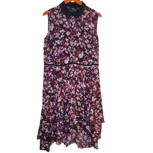 VERA WANG LAYERED ASYMETRICAL MIDI DRESS